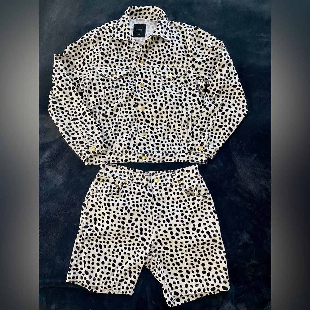 Joyrich Polkadot Dalmatian Animal Print Denim Shorts and Jacket Matching…